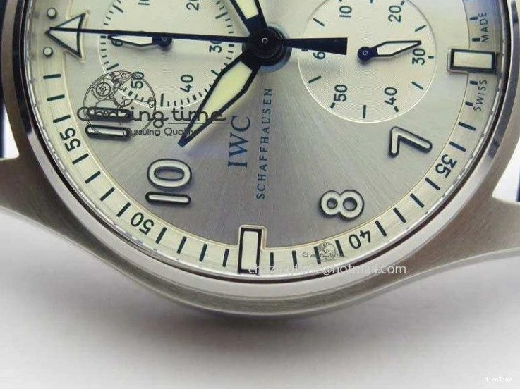 MIROTIME 0409 Pilot Chrono SS IW387809 ZF 1:1 Best Edition Silver Dial Blue Numbers On Blue Leather Strap A Lightweight 7263